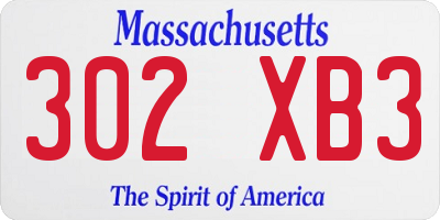 MA license plate 302XB3