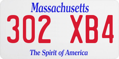 MA license plate 302XB4