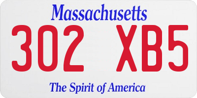 MA license plate 302XB5