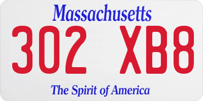 MA license plate 302XB8