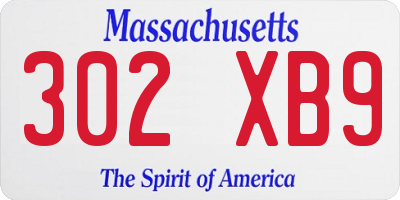 MA license plate 302XB9