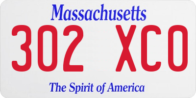 MA license plate 302XC0