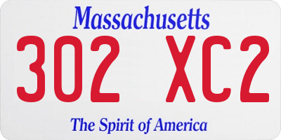 MA license plate 302XC2