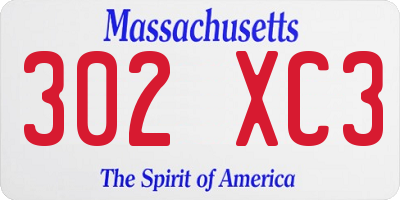 MA license plate 302XC3