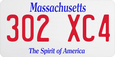 MA license plate 302XC4