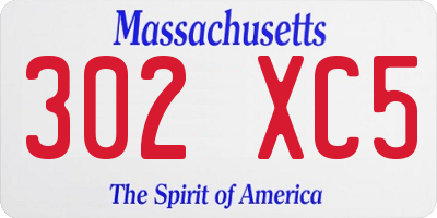 MA license plate 302XC5