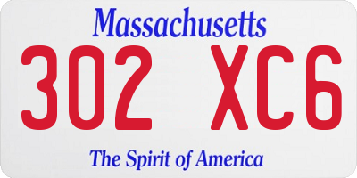 MA license plate 302XC6