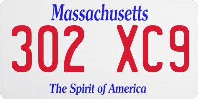 MA license plate 302XC9
