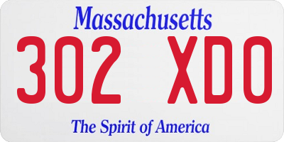 MA license plate 302XD0