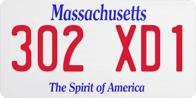 MA license plate 302XD1
