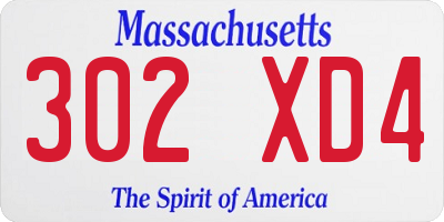 MA license plate 302XD4