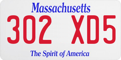 MA license plate 302XD5