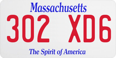 MA license plate 302XD6