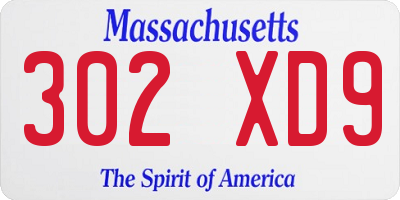 MA license plate 302XD9