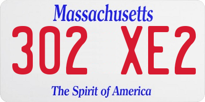 MA license plate 302XE2
