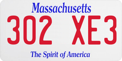 MA license plate 302XE3