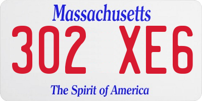 MA license plate 302XE6