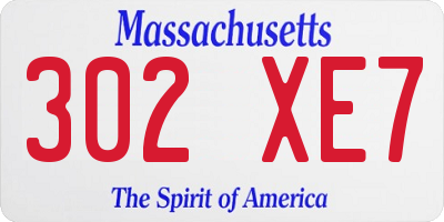 MA license plate 302XE7