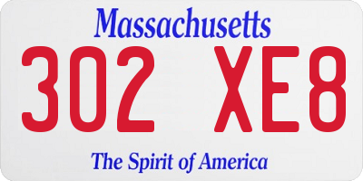MA license plate 302XE8