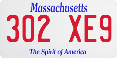 MA license plate 302XE9