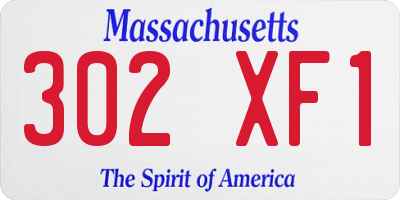 MA license plate 302XF1
