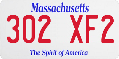 MA license plate 302XF2