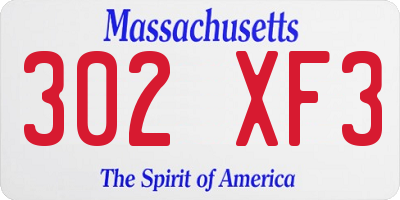 MA license plate 302XF3