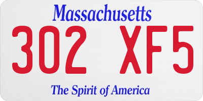 MA license plate 302XF5
