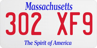 MA license plate 302XF9