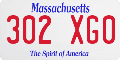 MA license plate 302XG0