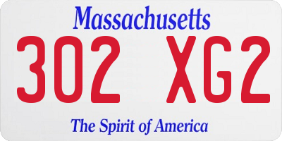 MA license plate 302XG2