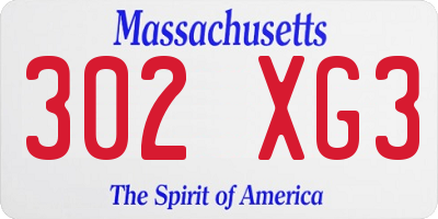 MA license plate 302XG3