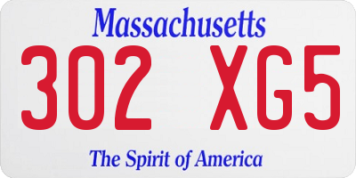 MA license plate 302XG5