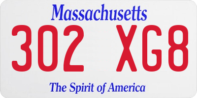 MA license plate 302XG8