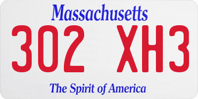 MA license plate 302XH3