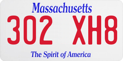 MA license plate 302XH8