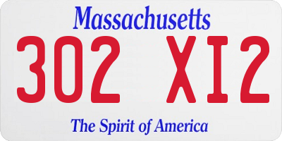 MA license plate 302XI2