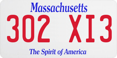 MA license plate 302XI3