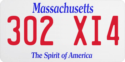 MA license plate 302XI4