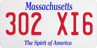 MA license plate 302XI6