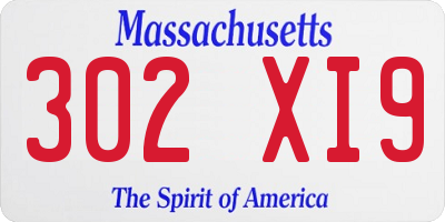 MA license plate 302XI9
