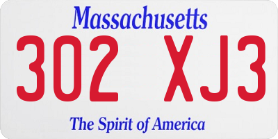MA license plate 302XJ3