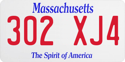 MA license plate 302XJ4