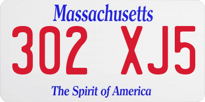 MA license plate 302XJ5