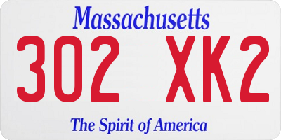 MA license plate 302XK2