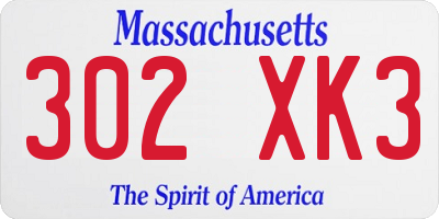 MA license plate 302XK3