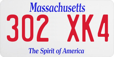 MA license plate 302XK4