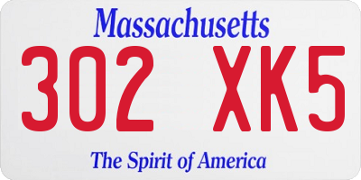 MA license plate 302XK5