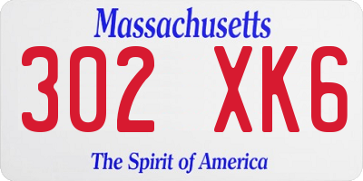 MA license plate 302XK6