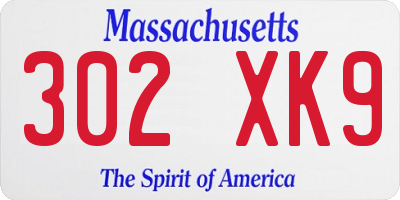MA license plate 302XK9